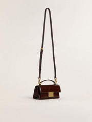 Golden Goose Small Venezia Bag in dark brown laminated leather with gold details