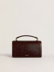 Golden Goose Small Venezia Bag in dark brown laminated leather with gold details