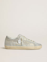 Golden Goose Women's Super-Star LTD in platinum suede and Swarovski crystals with platinum suede star