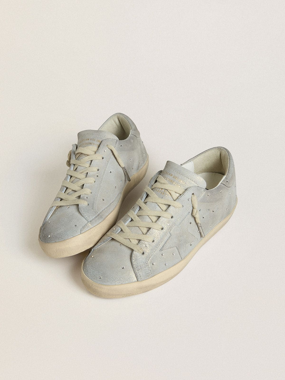 Golden Goose Women's Super-Star LTD in platinum suede and Swarovski crystals with platinum suede star