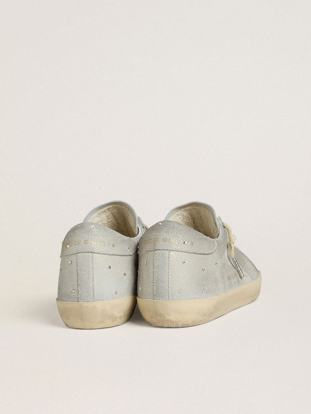 Golden Goose Women's Super-Star LTD in platinum suede and Swarovski crystals with platinum suede star