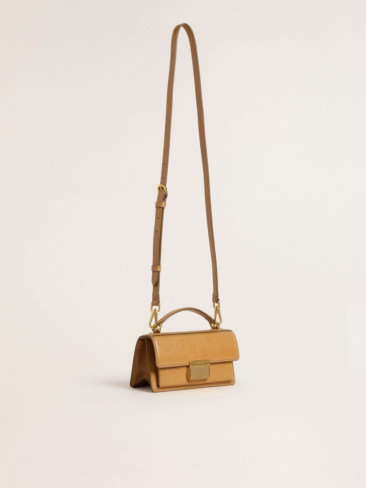 Golden Goose Small Venezia Bag in tobacco-colored leather with gold details