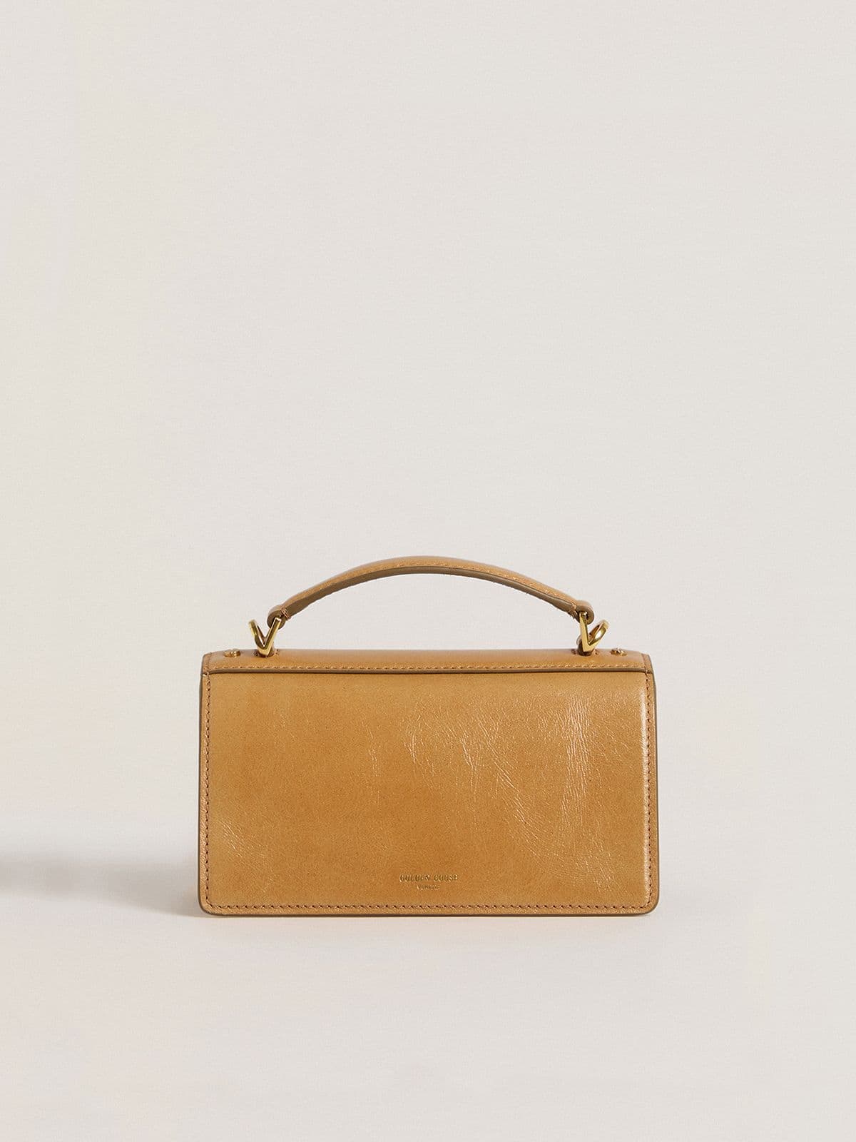 Golden Goose Small Venezia Bag in tobacco-colored leather with gold details