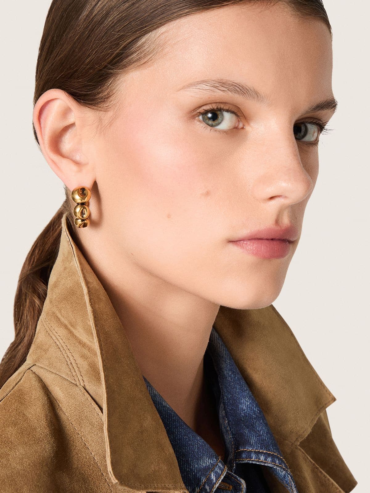 Golden Goose Hoop earrings with antique gold-colored studs
