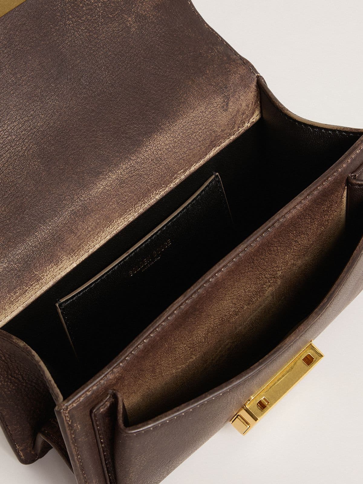 Golden Goose Small Venezia Bag in dark brown leather with gold buckle