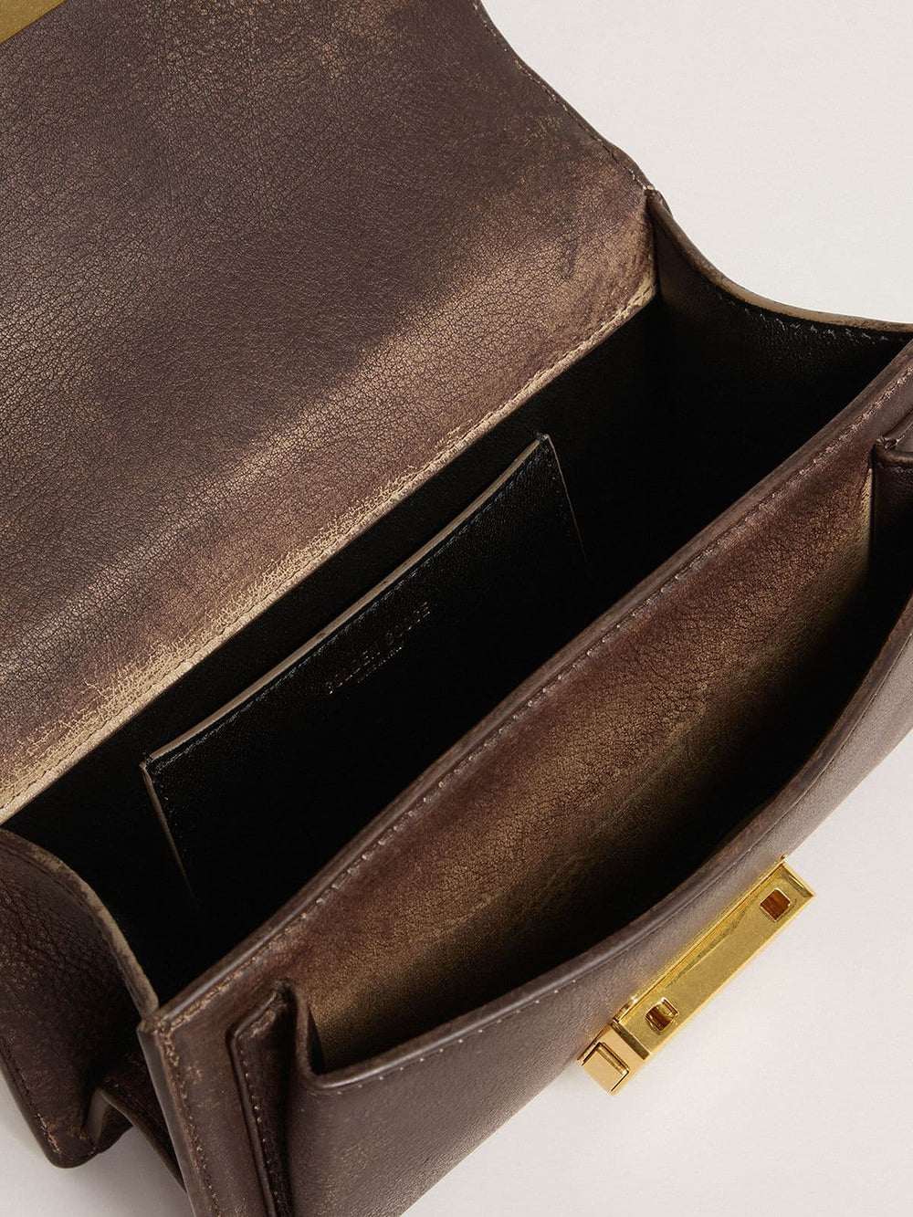 Golden Goose Small Venezia Bag in dark brown leather with gold buckle
