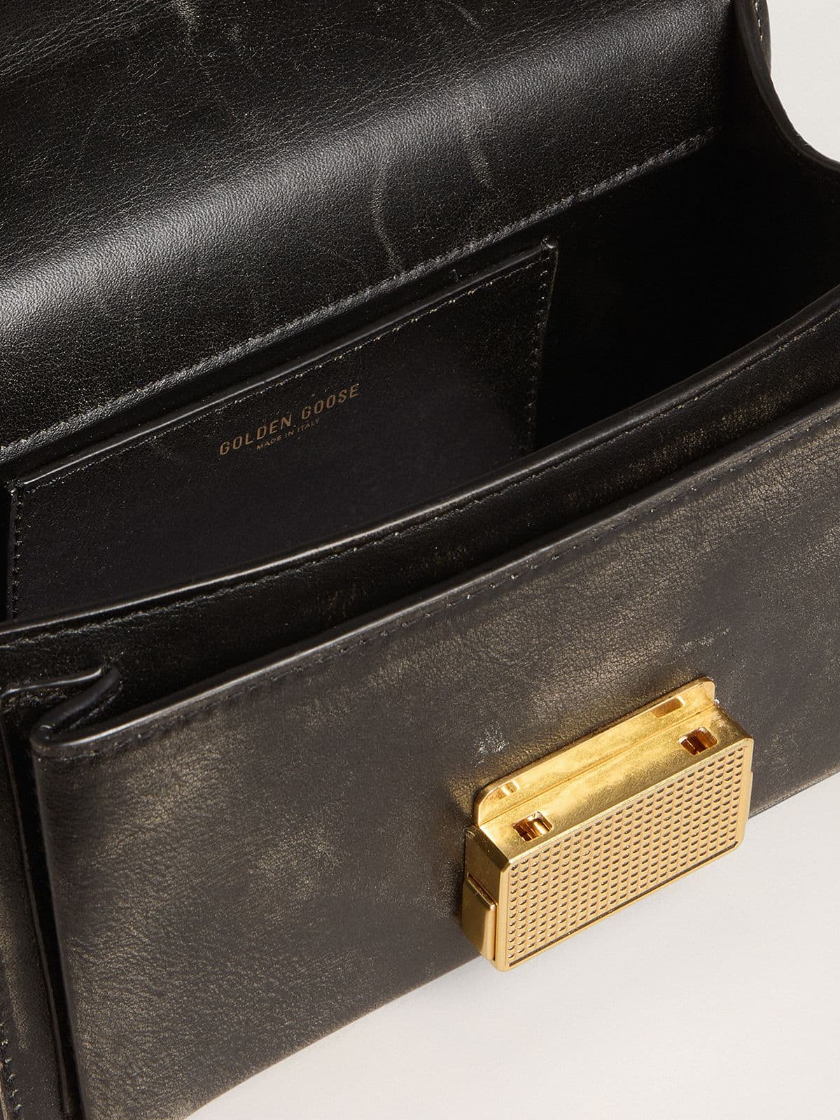 Golden Goose Small Venezia Bag in dark brown leather with gold buckle