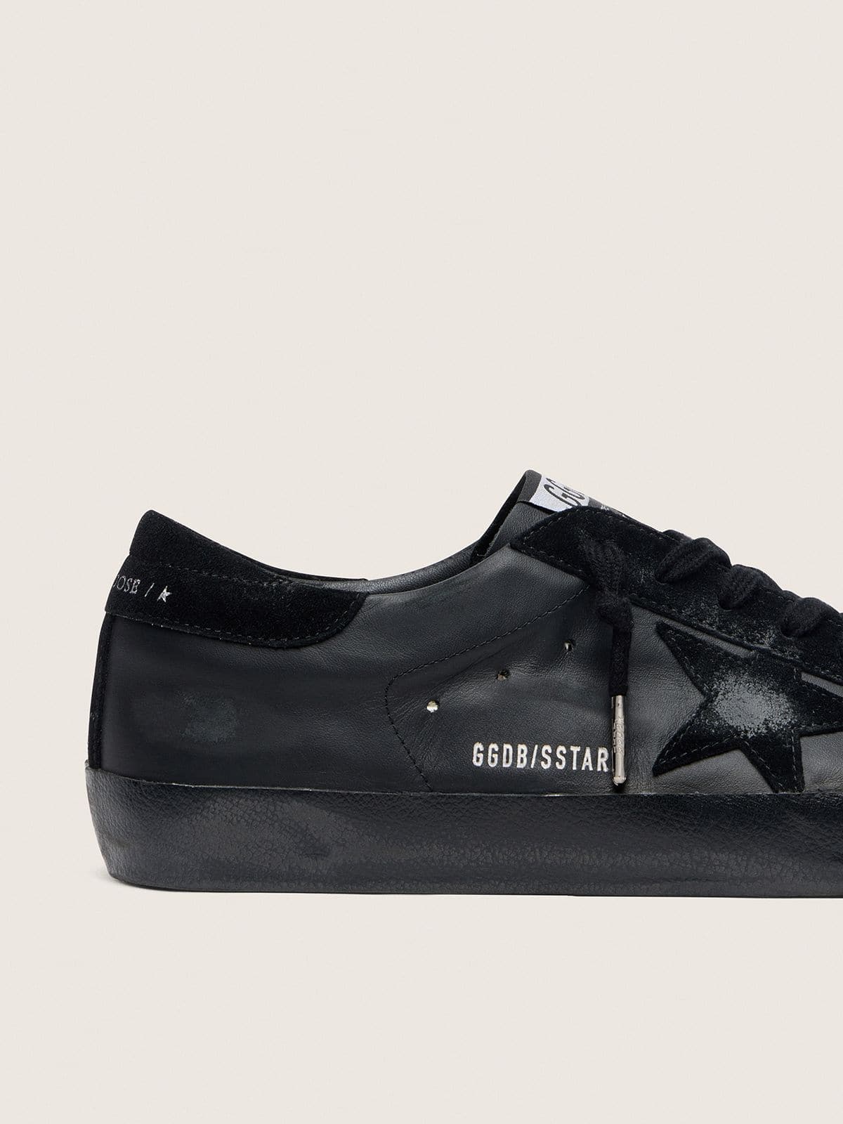 Golden Goose Women's Super-Star in black nappa with black suede star and heel tab