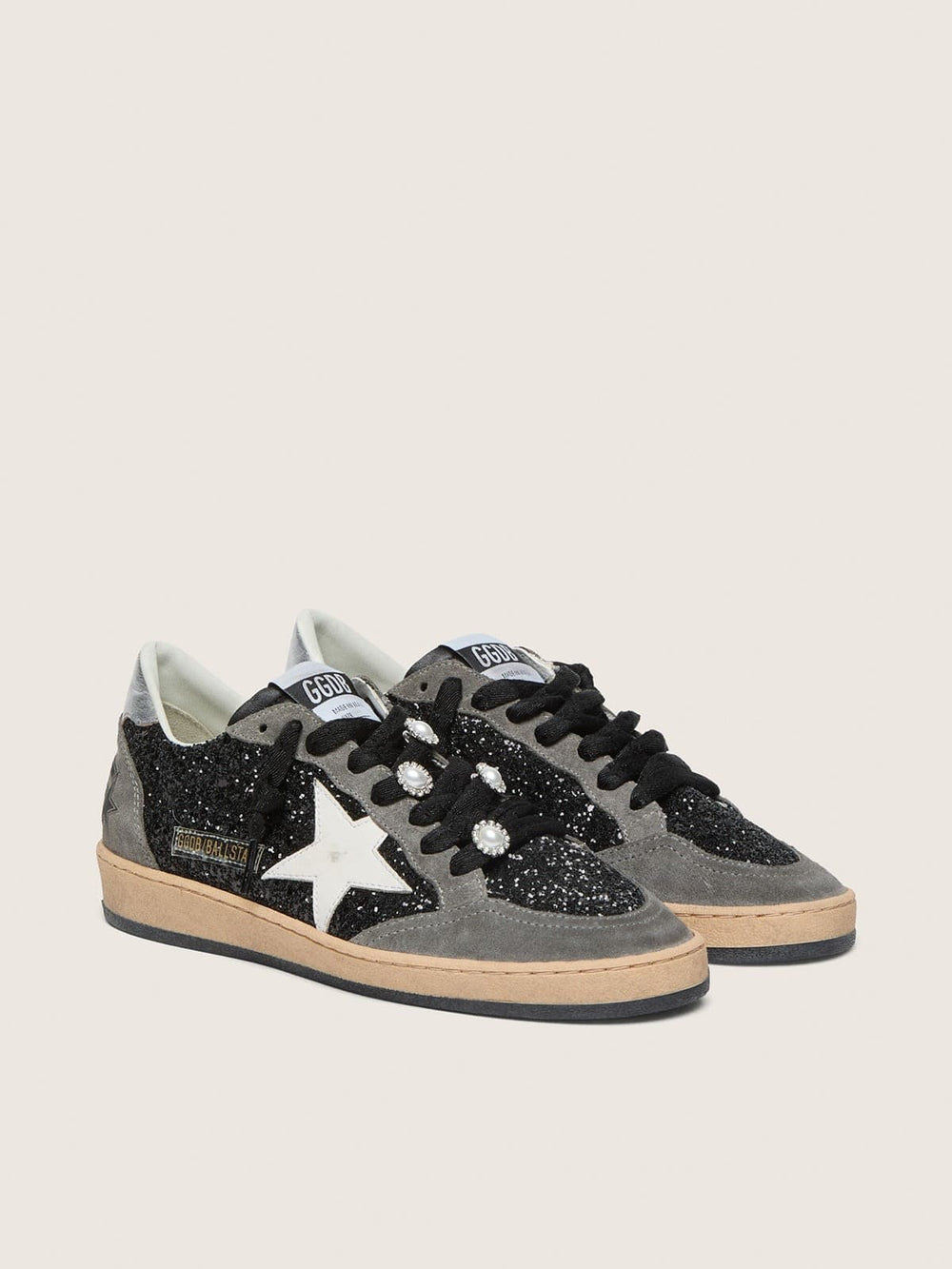 Golden Goose Women's gray and black Ball Star LTD in glitter with Skins