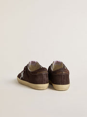 Golden Goose Women's Super-Star in brown suede with silver glitter star