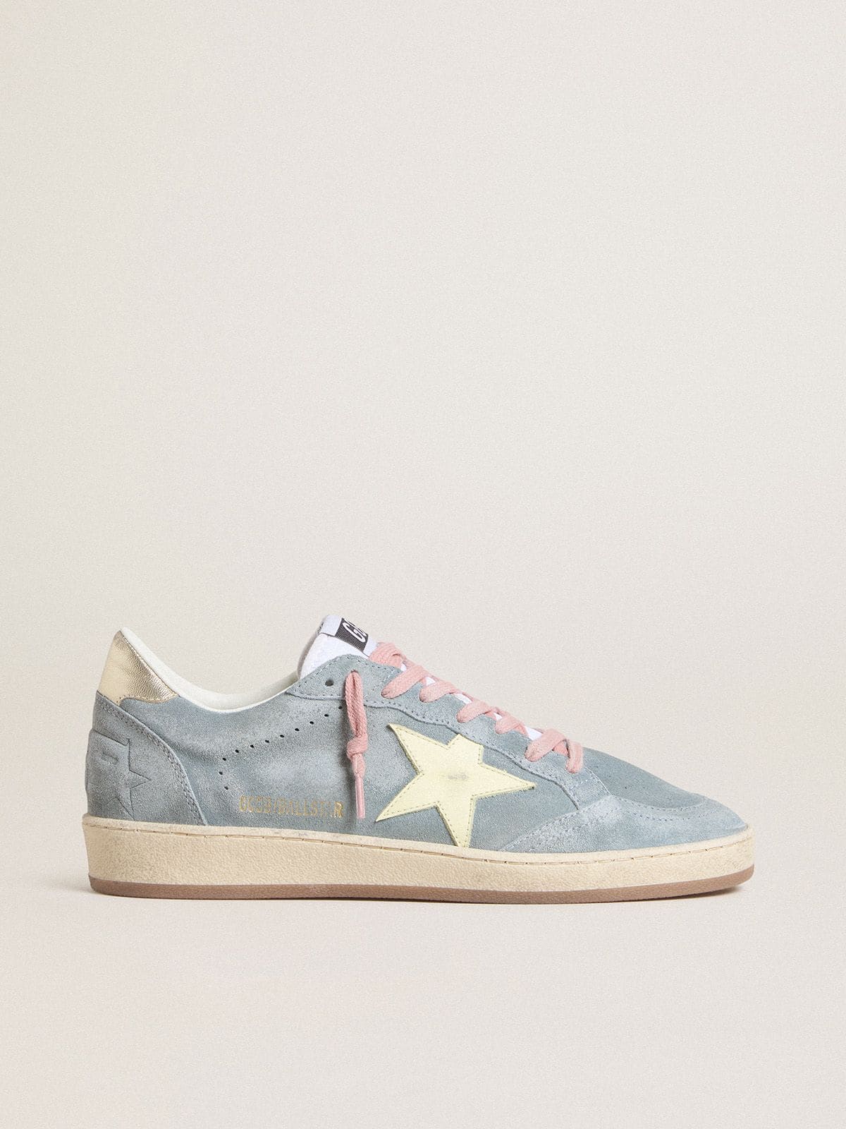 Golden Goose Women's Ball Star in powder-blue suede with cream-colored leather star