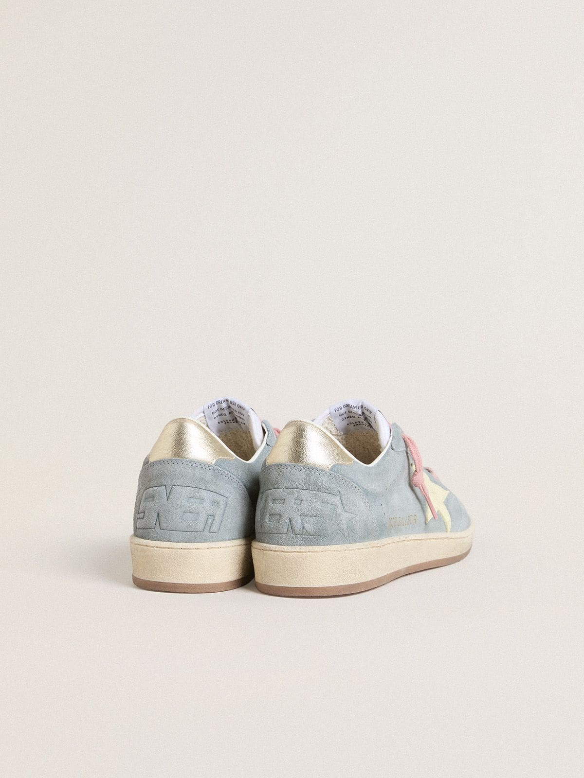 Golden Goose Women's Ball Star in powder-blue suede with cream-colored leather star