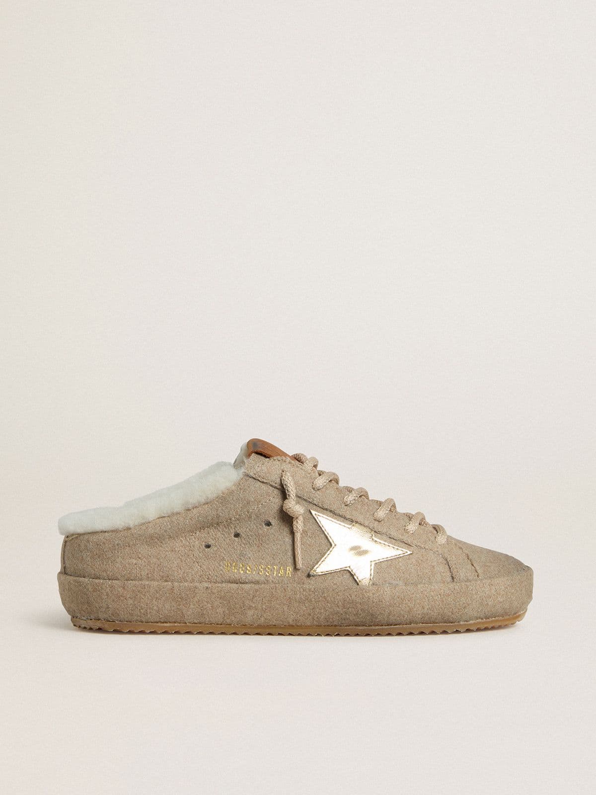 Golden Goose Women's Super-Star Sabots in wool with shearling lining and gold metallic star
