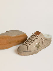 Golden Goose Women's Super-Star Sabots in wool with shearling lining and gold metallic star