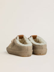 Golden Goose Women's Super-Star Sabots in wool with shearling lining and gold metallic star