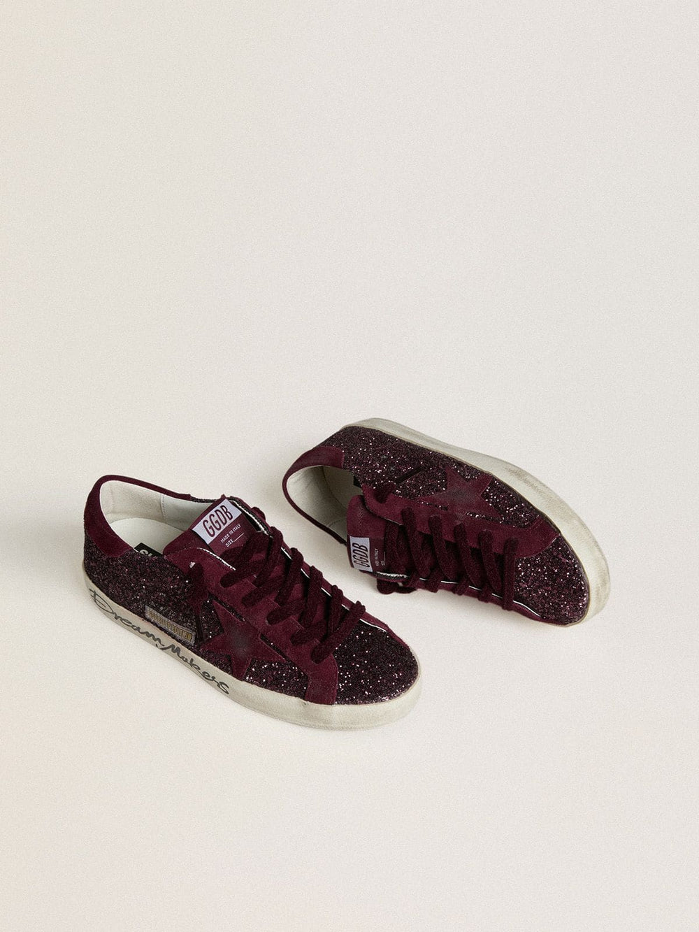 Golden Goose Women's Super-Star LTD in cherry glitter with cherry suede star
