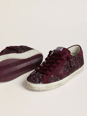 Golden Goose Women's Super-Star LTD in cherry glitter with cherry suede star