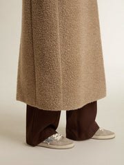 Golden Goose Women's Ball Star LTD in beige suede with silver metallic leather star and white leather heel tab