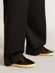 Golden Goose Women's Super-Star in black glitter with black suede star and leather inserts