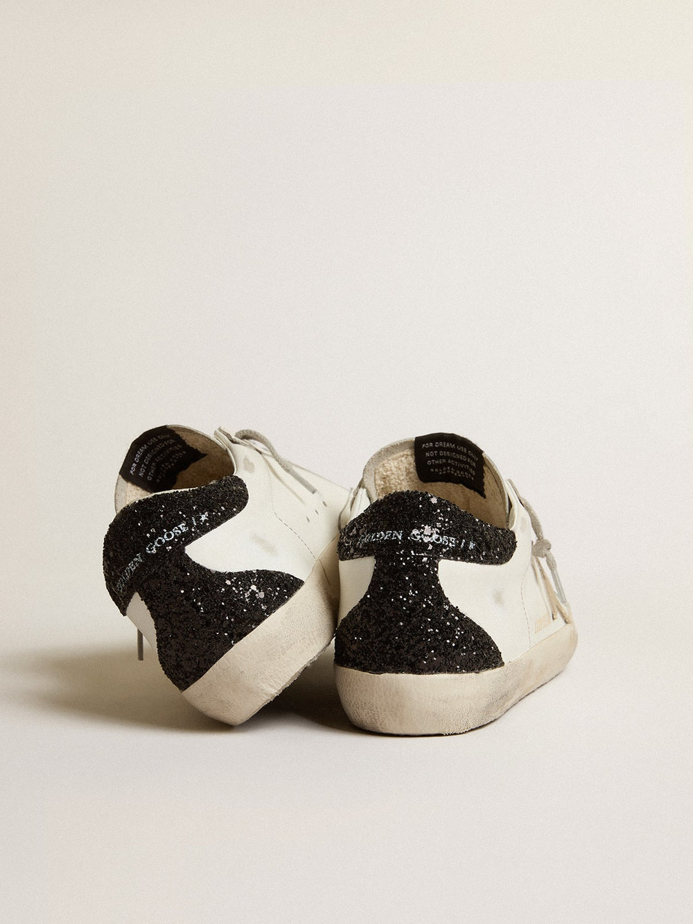 Golden Goose Women's Super-Star with gold star and black glitter heel tab
