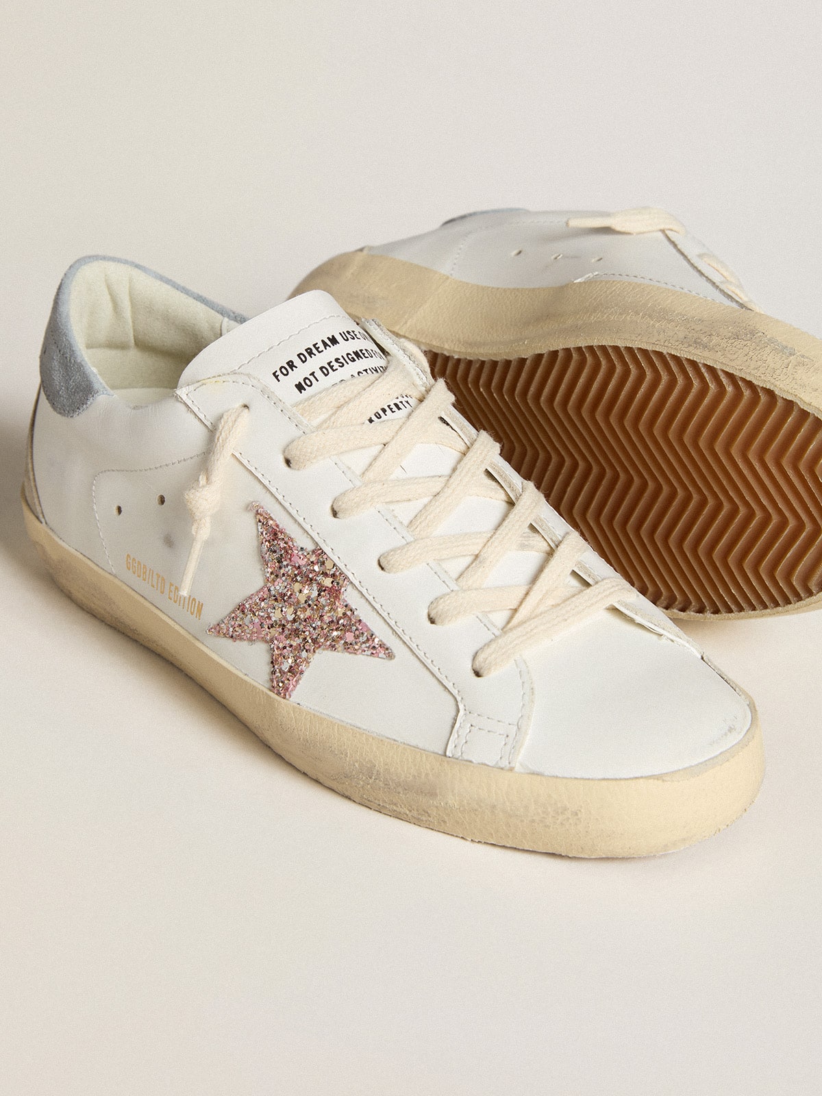 Golden Goose Women's Super-Star LTD with multicolor glitter star and suede heel tab
