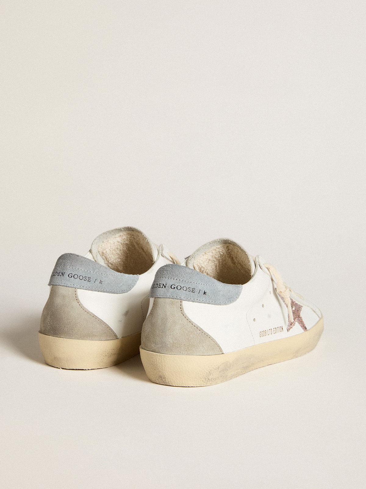 Golden Goose Women's Super-Star LTD with multicolor glitter star and suede heel tab