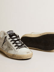 Golden Goose Women's white leather Super-Star with glittery heel tab