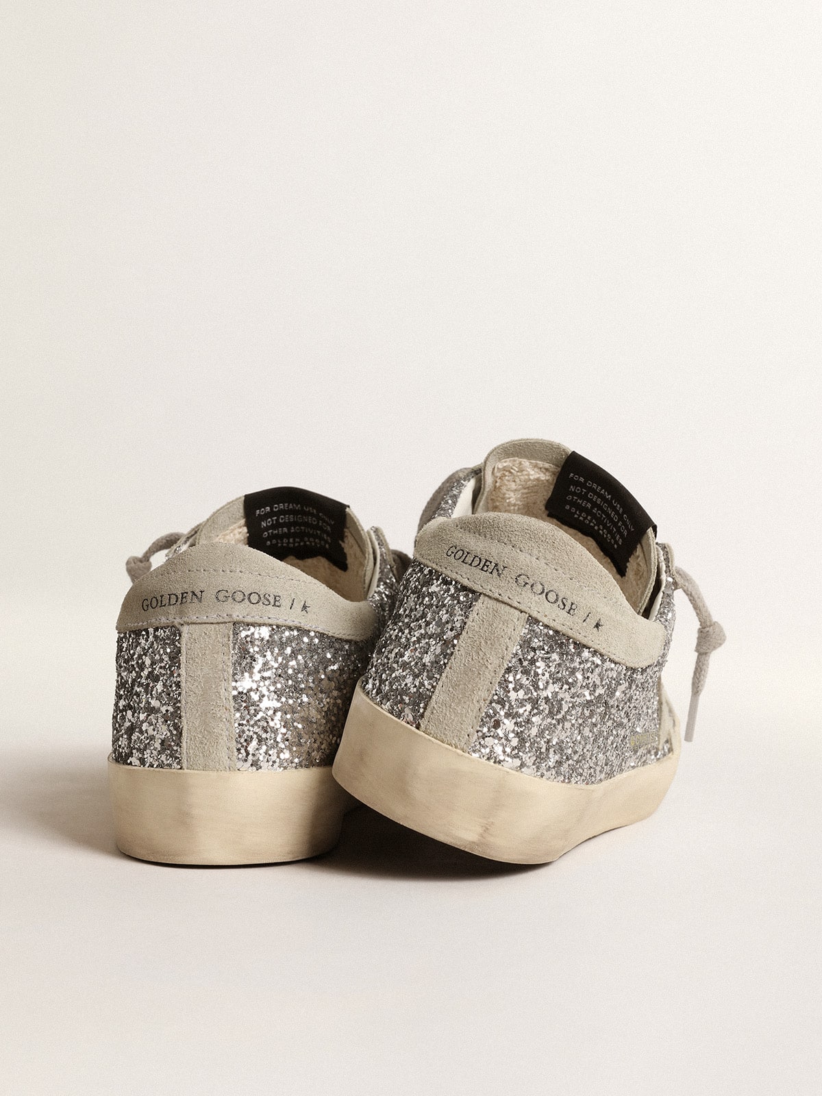 Golden Goose Women's Super-Star in silver glitter with ice-gray suede star