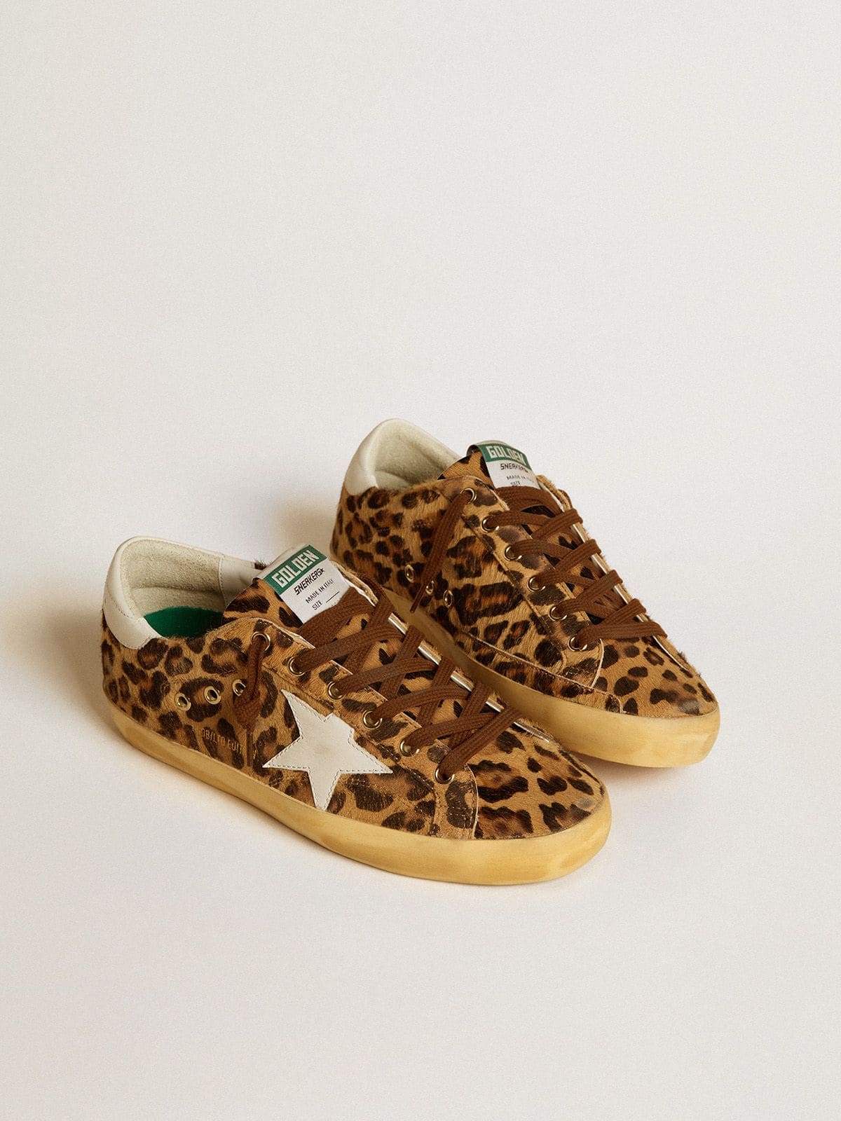 Golden Goose Women’s Super-Star  in leopard-print pony skin with leather star and heel tab