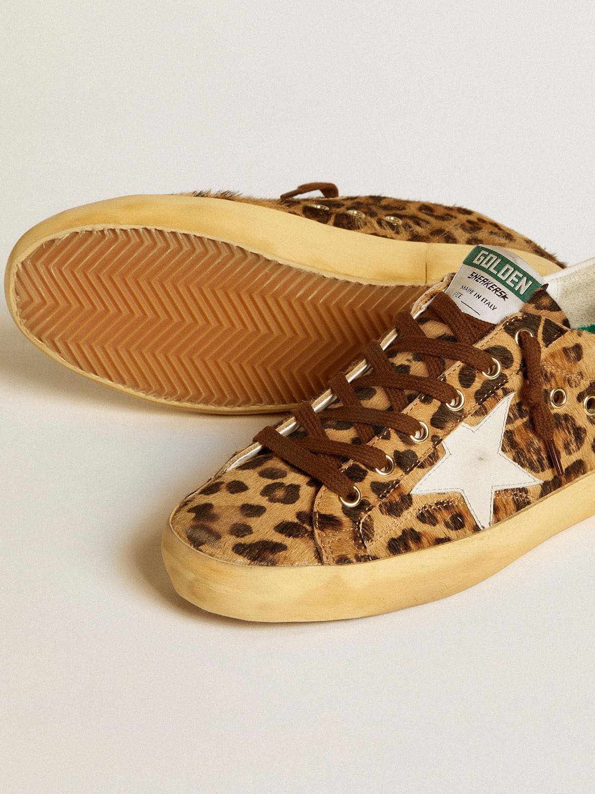 Golden Goose Women’s Super-Star  in leopard-print pony skin with leather star and heel tab