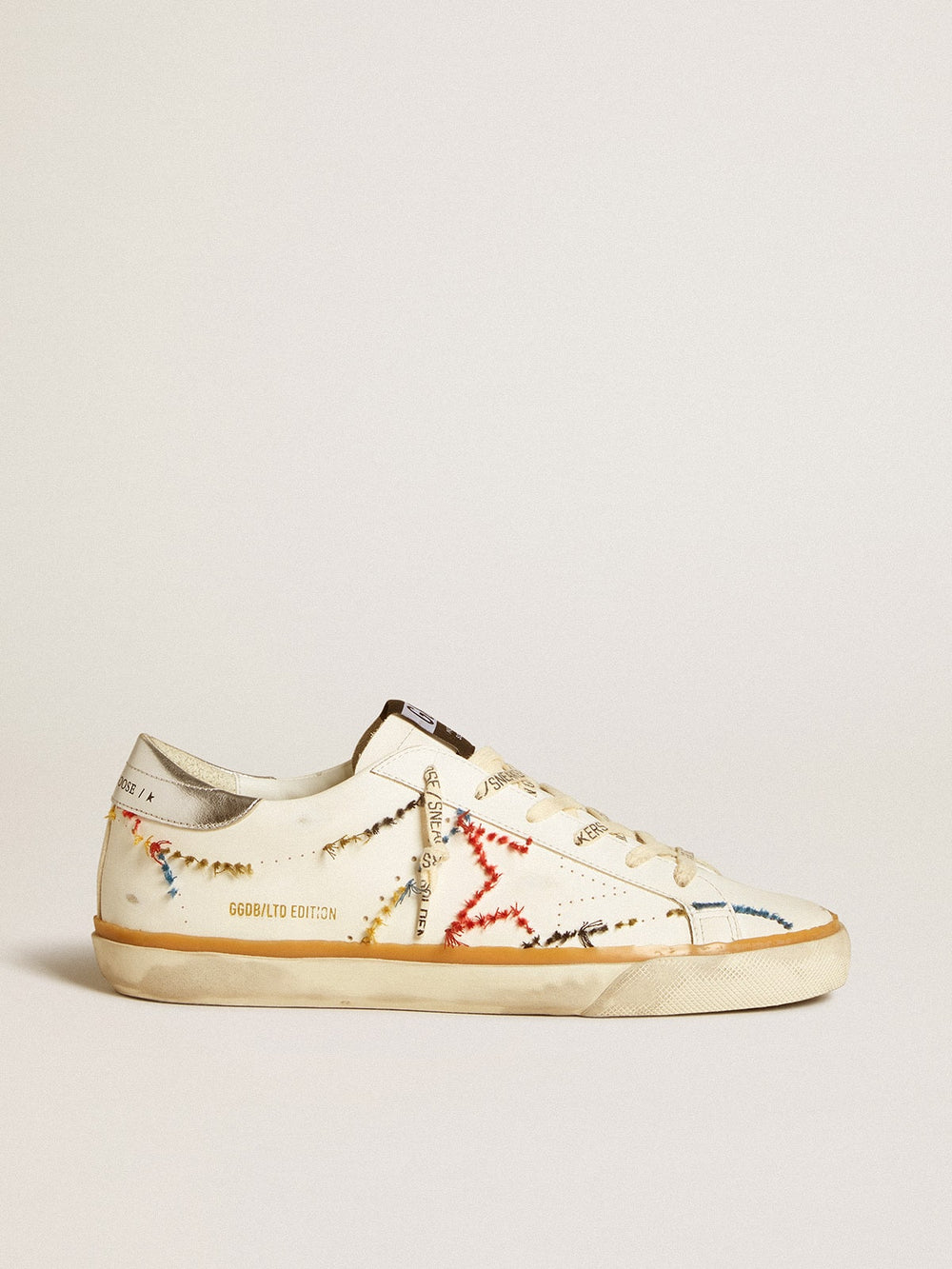 Golden Goose Women’s Super-Star LTD with perforated star and metallic leather heel tab