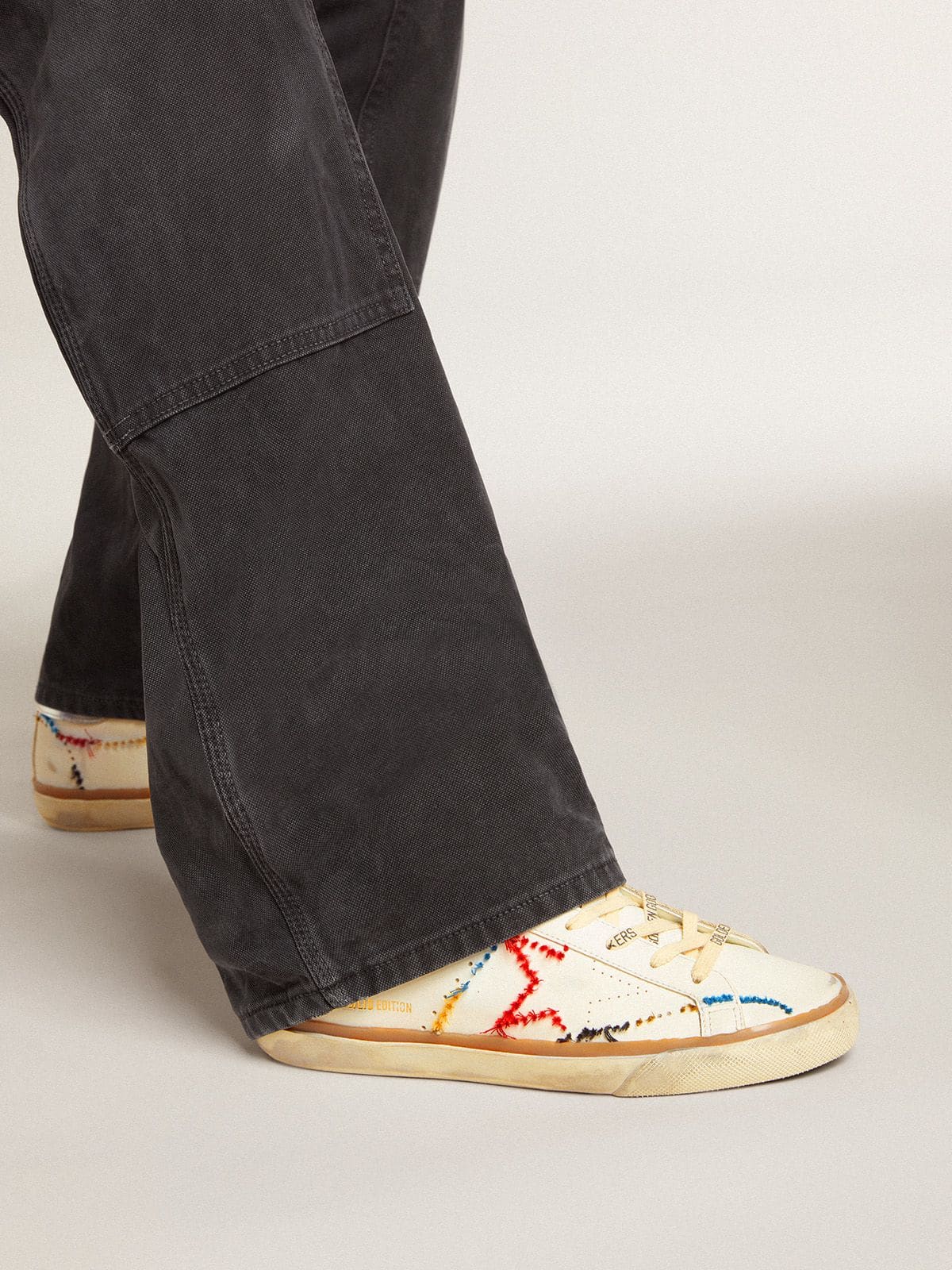 Golden Goose Women’s Super-Star LTD with perforated star and metallic leather heel tab