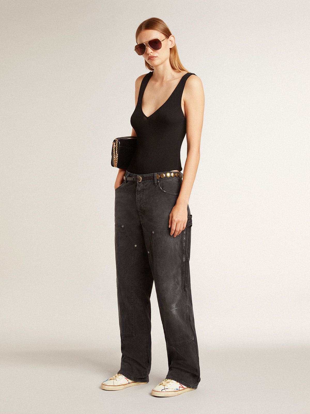 Golden Goose Women’s Super-Star LTD with perforated star and metallic leather heel tab