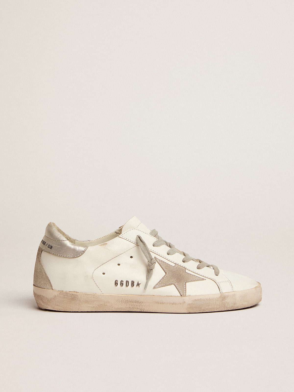 Golden Goose Women's Super-Star with silver heel tab and metal stud lettering