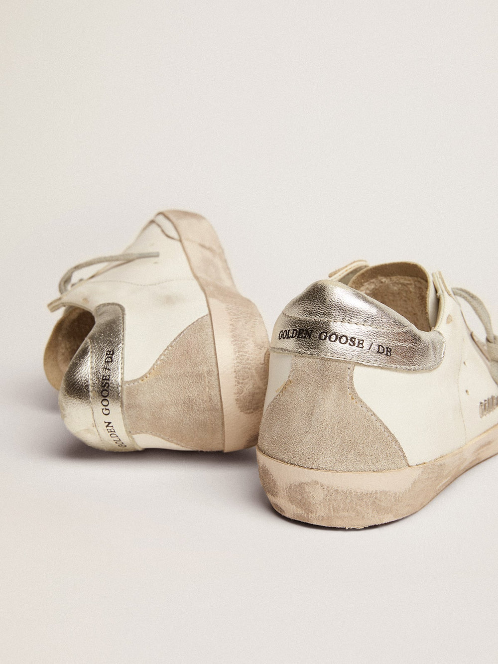 Golden Goose Women's Super-Star with silver heel tab and metal stud lettering
