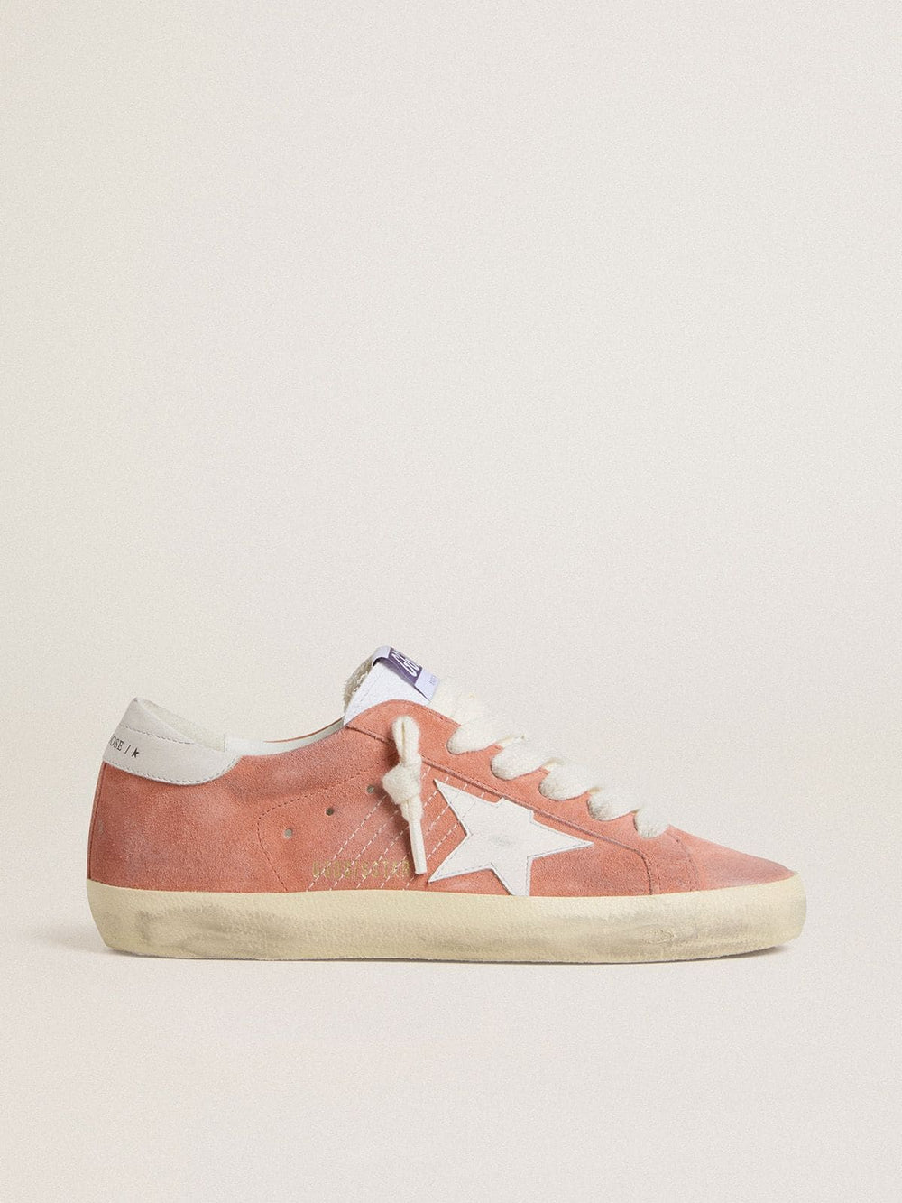 Golden Goose Women’s Super-Star in coral suede with white leather star and heel tab