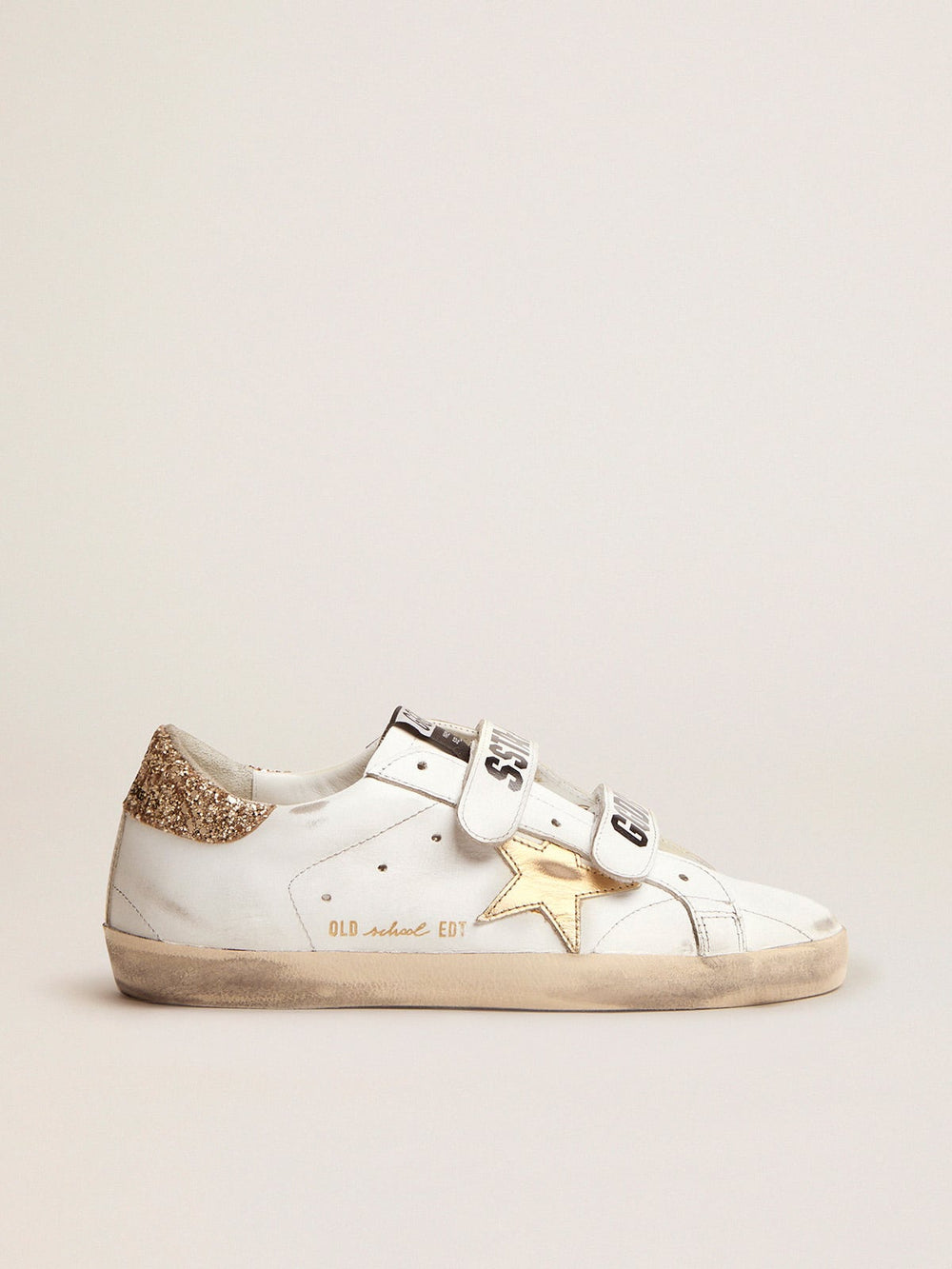 Golden Goose Women's Old School with gold star in laminated leather