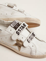 Golden Goose Women's Old School with gold star in laminated leather