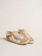 Golden Goose Women’s Super-Star sneakers in pink suede with silver metallic leather star