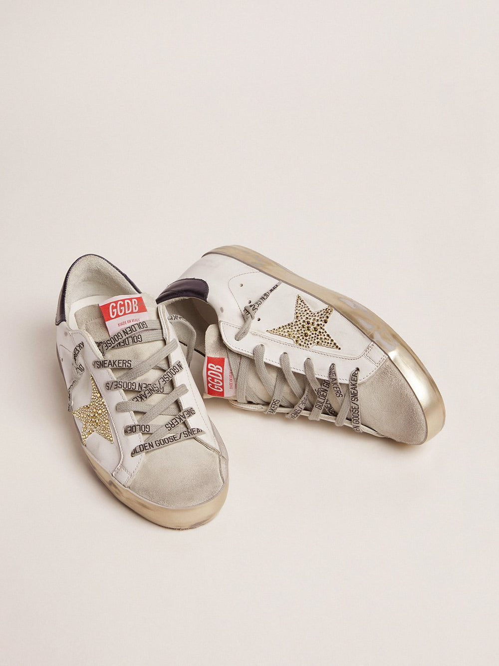 Golden Goose Women’s Super-Star  with blue heel tab and Swarovski crystal star