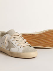 Golden Goose Women's Super-Star with gray star and silver glitter heel tab