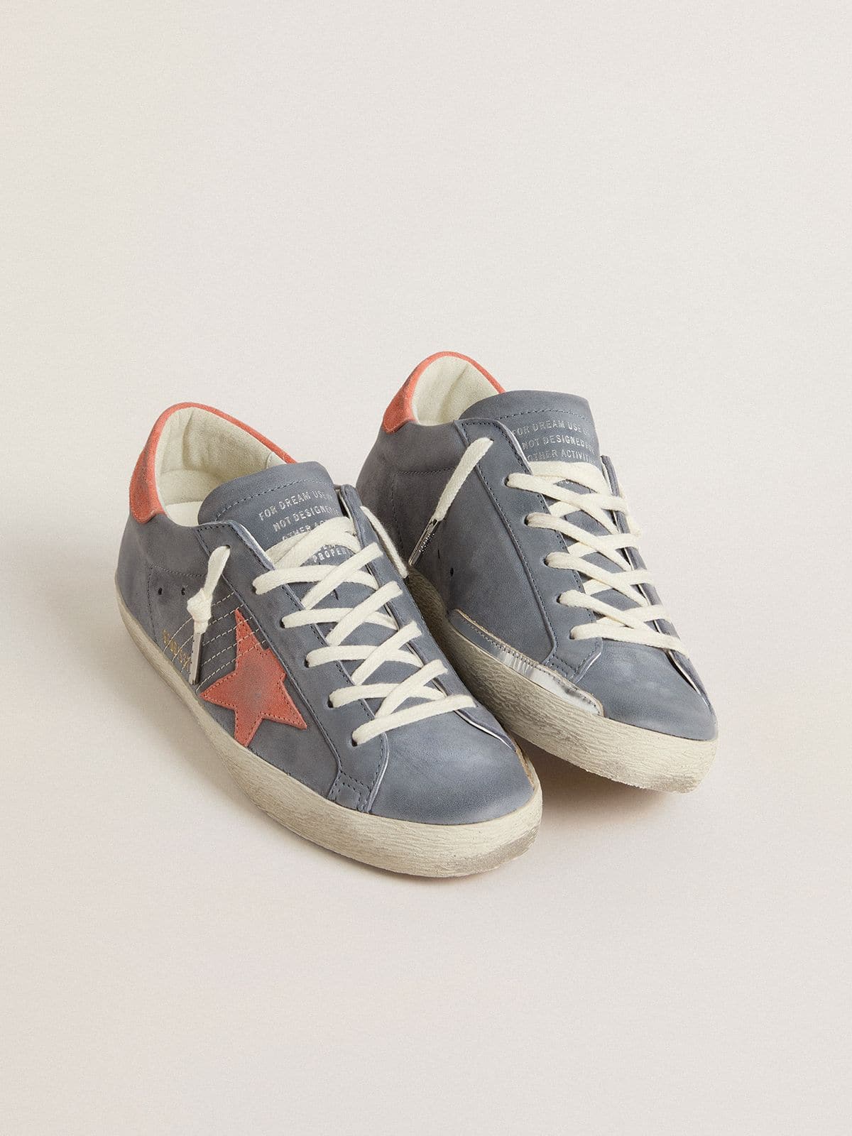 Golden Goose Women's Super Star in blue nubuck with pink suede star and heel tab