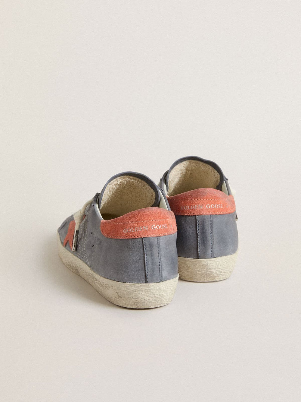 Golden Goose Women's Super Star in blue nubuck with pink suede star and heel tab