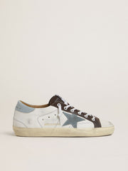 Golden Goose Women’s LTD Super-Star with light blue suede star and light blue canvas heel tab