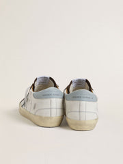 Golden Goose Women’s LTD Super-Star with light blue suede star and light blue canvas heel tab