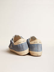 Golden Goose Super-Star in light blue suede with beige leather star and heel tab