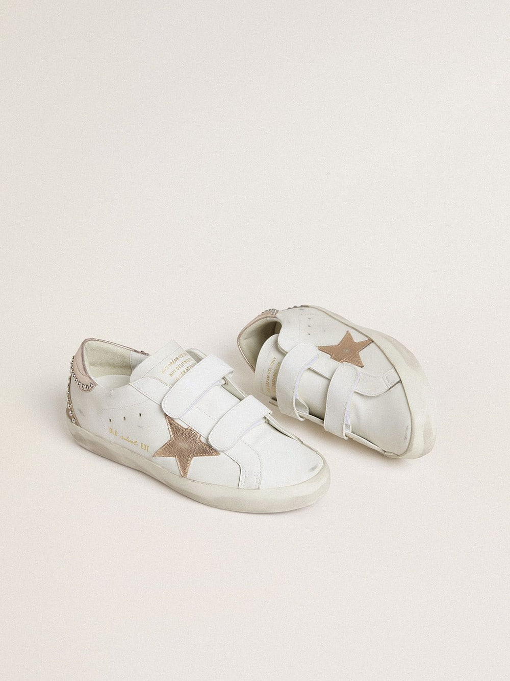 Golden Goose Women’s Old School LTD with rose gold metallic leather star and heel tab