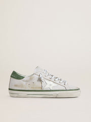 Golden Goose Women's Super-Star LTD with white leather star and green suede heel tab