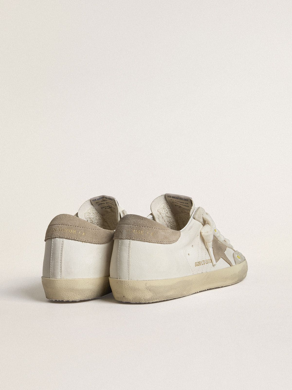 Golden Goose Women’s Super-Star LTD with beige suede star and heel tab and floral embroidery