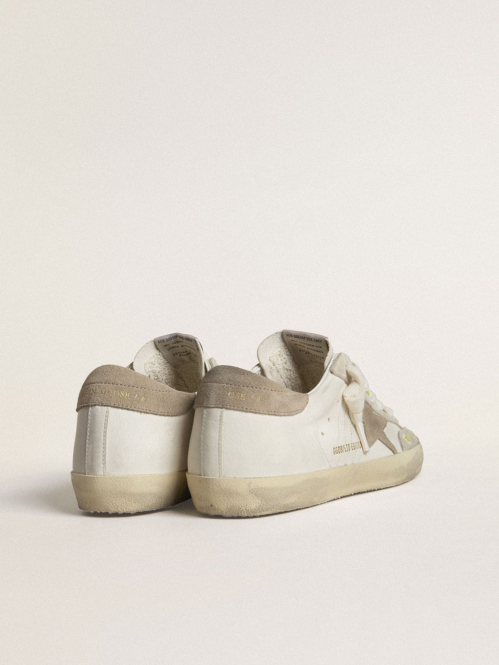 Golden Goose Women’s Super-Star LTD with beige suede star and heel tab and floral embroidery